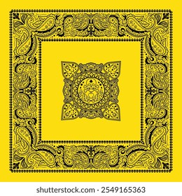 Yellow Bandana pattern with paisley vectör