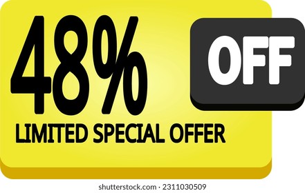 banner amarillo de 48% de descuento