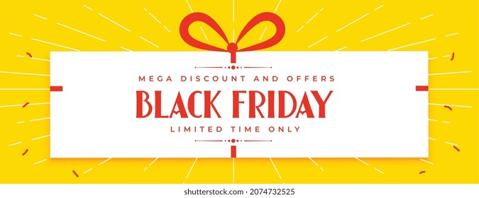 yellow banner for black friday discount with gift box