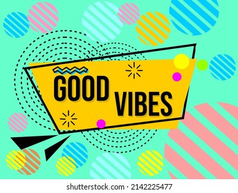 yellow banner in a cheerful and colorful design with good vibes text. suitable for posters, banners