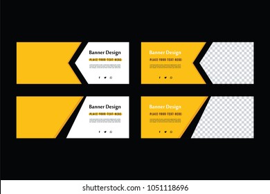 Yellow Banner Design set. Abstract facebook cover. Black and yellow sale poster.