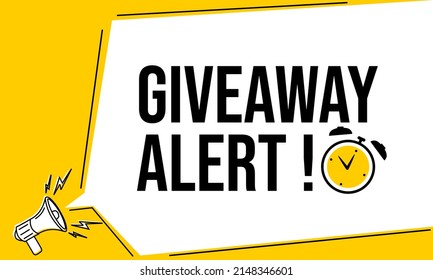 Yellow Banner With Giveaway Alert Text. Flat Design For Event Promotion