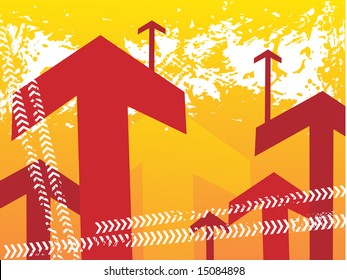 yellow banner of grunge and arrows theme