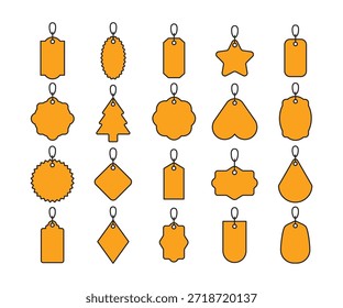Etiqueta de Anuncio amarillo con iconos de cadena Ilustración vectorial