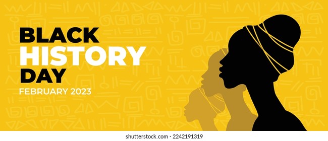 Yellow Banner National Black History Month. Holiday concept. Template for negro African background, banner, card, poster with text inscription. Vector illustration. Black Awareness History Month. svg