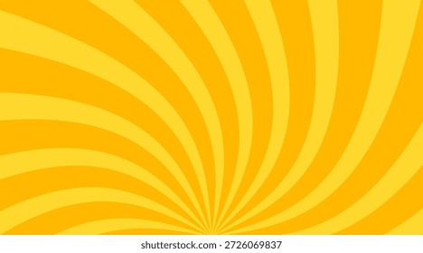 Anuncio amarillo con radiantes rayos solares y líneas de luz de fondo. Fondo abstracto brillante con vigas brillantes, conveniente para los diseños del verano, promociones, publicidad, carteles