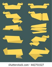 Yellow Banner ribbon vector set