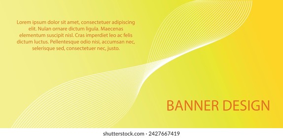 Banner amarillo con rayas y ondas. Banner degradado para publicidad, diseño web, ilustración vectorial eps 10.