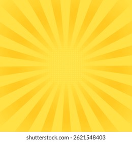 Yellow banner with Sun rays, lines background, light