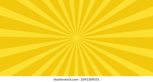 Yellow banner with Sun rays, yellow lines background, light