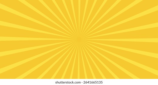 Yellow banner with Sun rays, yellow lines background, light