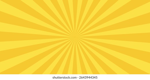 Yellow banner with Sun rays, yellow lines background, light