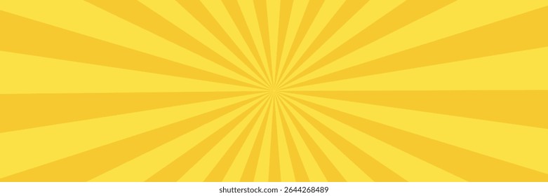 Yellow banner with Sun rays, lines background, light