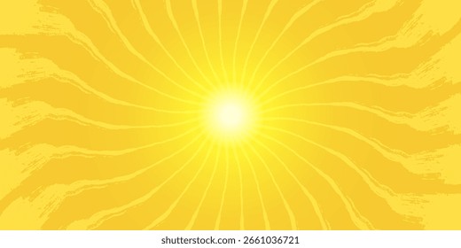 Yellow banner with Sun rays, yellow lines background, light vector eps 10.	