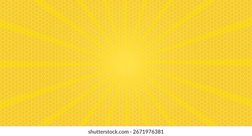 Anuncio amarillo con los rayos del sol, fondo amarillo de las líneas, Vector ligero eps 10.	