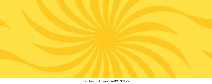 Anuncio amarillo con rayos de sol, líneas de fondo, luz. presentación en diseño simple, cubierta, textura, cartel, simple y elegante.
