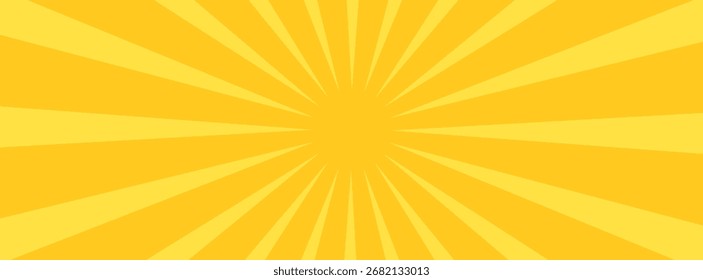Anuncio amarillo con los rayos del sol, fondo de las líneas, luz. eps10, Sitio web, cartel, cubierta, aleta