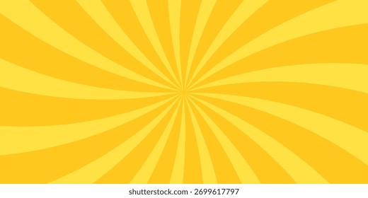 Anuncio amarillo con rayos solares, líneas de fondo, luz. Traje para el Anuncio, el Web, el cartel, el folleto, el folleto y la presentación
