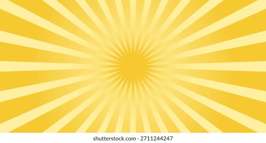 Gelbes Banner mit Sonnenstrahlen, gelber Linien Hintergrund, Licht