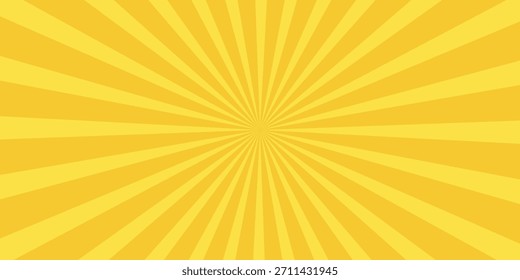 Gelbes Banner mit Sonnenstrahlen, gelber Linien Hintergrund, Licht