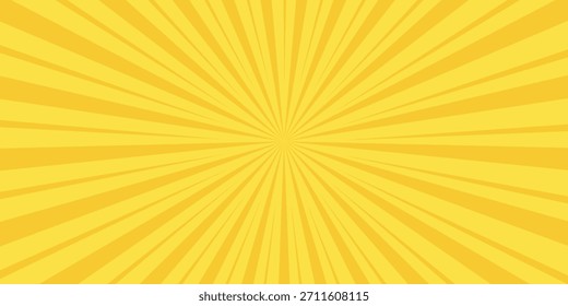 Gelbes Banner mit Sonnenstrahlen, gelber Linien Hintergrund, Licht