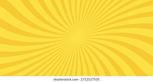 Gelbes Banner mit Sonnenstrahlen, gelber Linien Hintergrund, 