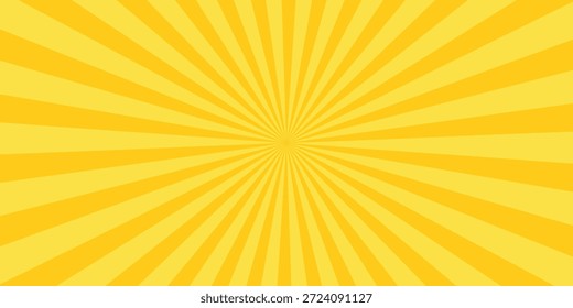 Yellow banner with Sun rays, lines background, light