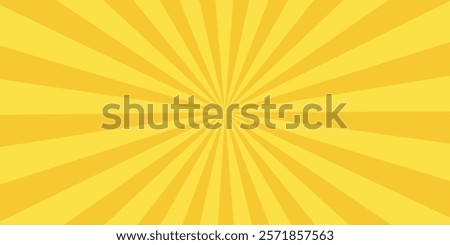 Yellow banner with Sun rays, yellow lines background, light