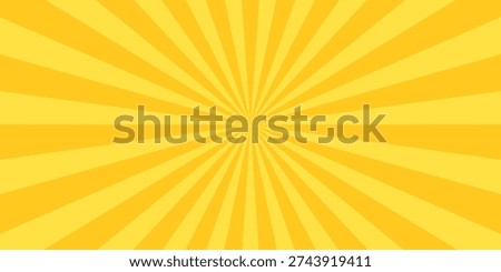 Yellow banner with Sun rays, lines background, light