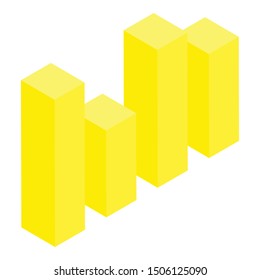 Yellow bar graph icon. Isometric of yellow bar graph vector icon for web design isolated on white background
