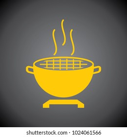 Yellow Barbecue icon on black background.