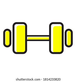 yellow barbell icon. Simple barbell icon with an outline. icons for web and applications