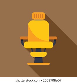 Yellow barber chair casting a long shadow, evoking the atmosphere of a barbershop