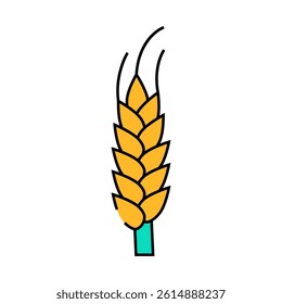 yellow barley plant line icon vector. yellow barley plant sign. isolated symbol illustration