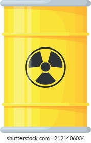 Yellow barrel with radiation hazard sign. Radioactive waste isolated on white background