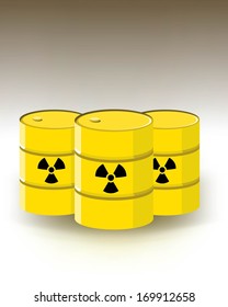 yellow barrel with radiation symbol 
