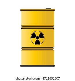 Yellow barrel with radioactive icon isolated on white background. Vector illustration.EPS 10.