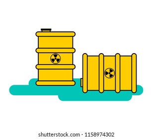 Yellow barrel radioactive waste. Biohazard container. Vector illustration
