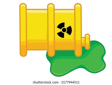 Yellow barrel of radioactive waste in a vector isolated on white