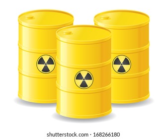 yellow barrels of radioactive waste vector illustration isolated on white background