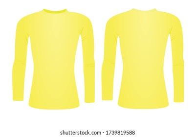 Yellow Base Layer Long Sleeve T Shirt. Vector