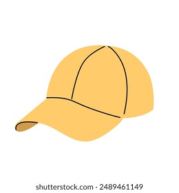 Yellow Baseball Cap isolated on white background.  Vector 