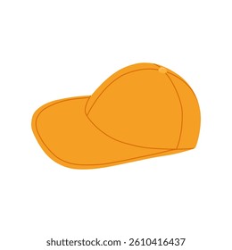 Yellow baseball vector art. Hand drawn illustration of simple cap. Side view. Isolated print on white background for sticker, web