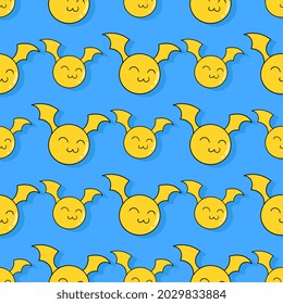 murciélago amarillo lindo patrón de repetición sin costura. ilustración vectorial de fondo.