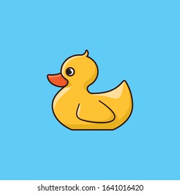 Yellow bath toy duck illustration for Rubber Duckie Day on January 13. Baby toy color vector symbol