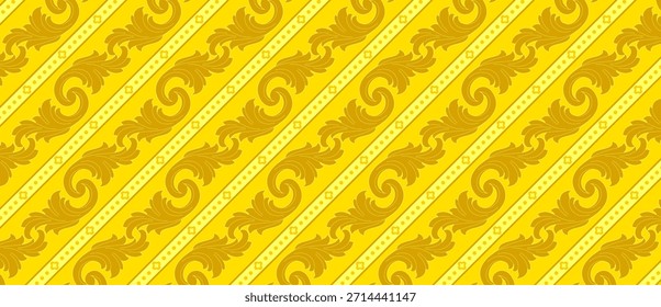 Yellow Batik Ornamental Seamless Pattern Wallpaper Vector EPS File Background Design