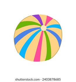 yellow beach ball cartoon. inflatable oon, rainbow air, plastic sport yellow beach ball sign. isolated symbol vector illustration
