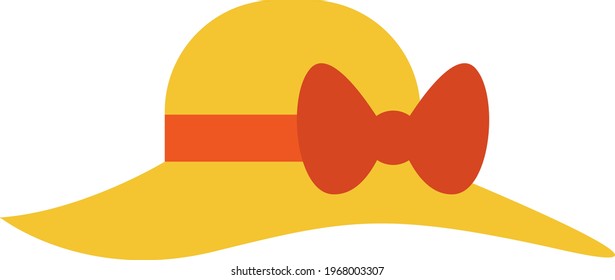 Sombrero de playa amarillo, ilustración de icono, vector sobre fondo blanco