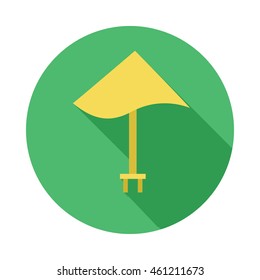 Yellow beach umbrella icon in flat style on a white background