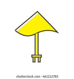 Yellow beach umbrella icon in flat style on a white background